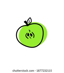 half apple sketch painted on an isolated background .vector illustration