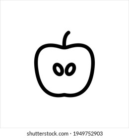 Half apple thin line icon, food and fruit, fresh apple sign, vector graphics, a linear pattern on a white background