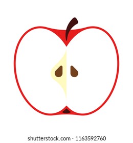 Half an apple. Vector illustration.