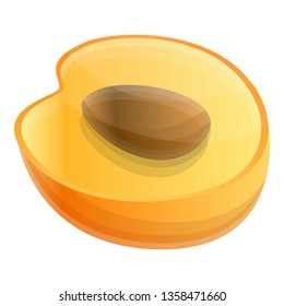 Half apricot icon. Cartoon of half apricot vector icon for web design isolated on white background