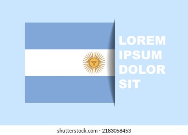 Half Argentina flag vector with copy space, country flag with shadow style, horizontal slide effect, Argentina icon design asset, text area, simple flat design