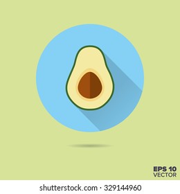 half avocado flat design vector icon