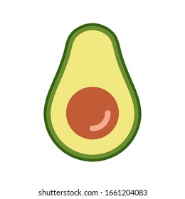 Half of an avocado in flat style isolated on white background. Avocado vector icon for web design, stickers, apps, etc.