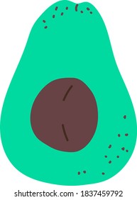 Half of an avocado in flat style isolated on white background. Avocado vector icon for web design, stickers, apps, etc.
