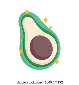 half avocado fresh fruit and vegetable icon vector illustration