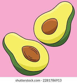 Half Avocado Fruchtfarbene Cartoon-Illustration