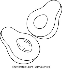 Half Avocado Fruit Isolated Coloring Page for Kids