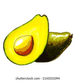Half of avocado fruit isolated on white background