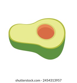 Media Ilustración vectorial de fruta de aguacate, diseño de ícono plano de aguacate, Imagen persea americana, alpukat o aguacate, pera de caimán o pera de mantequilla
