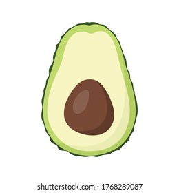 half of avocado icon isolated on white background, simple flat vector illustration