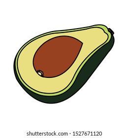 half avocado icon over white background, flat design. vector illustration