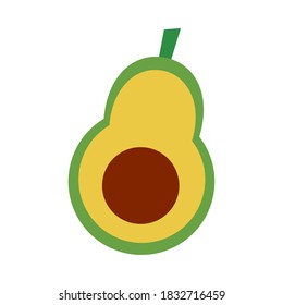 half avocado icon over white background, flat style, vector illustration