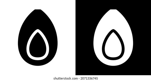 Half Avocado. Icon in White and Black Version.