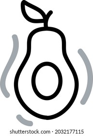 Metade de abacate, ilustração, vetor, em um fundo branco.