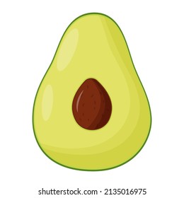 Half of avocado isolated on white background. Flat vector illustration