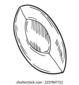 Ein halber Avocado einzeln auf weißem Hintergrund. Vektorhandgezeichnete Illustration im Doodle-Stil. Ideal für Karten, Logo, Dekoration, Rezepte, Menü, verschiedene Designs.