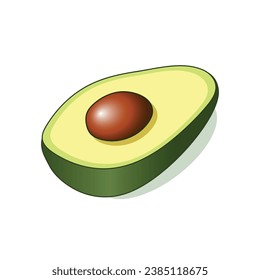 Halber Avocado einzeln auf weißem Hintergrund. Bio-Lebensmittel. Cartoon-Stil. Vektorgrafik für Design.
