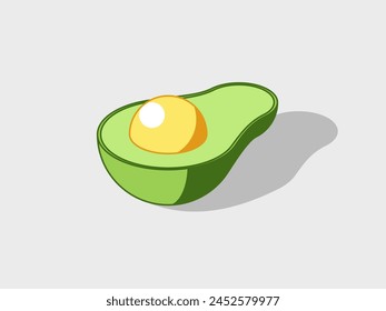 half Avocado isometric vector illustration with shadow