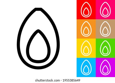 Half Avocado. Line Icon With Different Color Background.