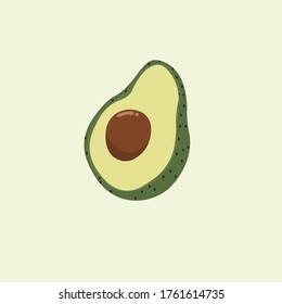 The half of avocado on the beige background