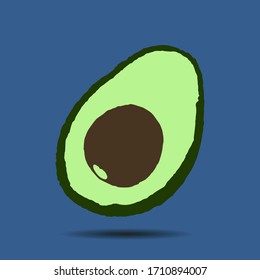 half avocado on a blue background