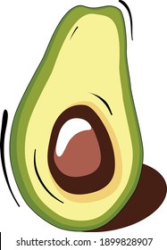 Half an avocado on a white background. Avocado halves flat design.