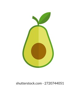 Mitad de aguacate con hoyo y hoja - Ilustración vectorial