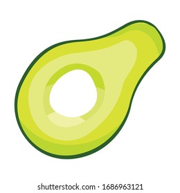 Icono vectorial medio aguacate.Icono vectorial de caricatura aislado en medio aguacate de fondo blanco.