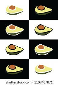 Half of avocado vector illustration seamless checkerboard pattern