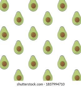 Halbavocados, frisches Gemüse, Muster, Hintergrund, Vektorgrafik-Design