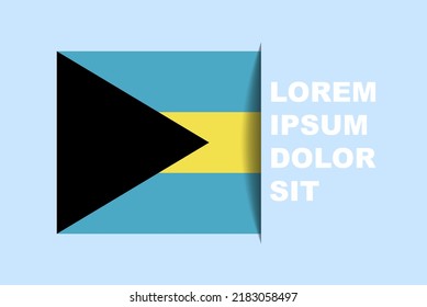 Half Bahamas flag vector with copy space, country flag with shadow style, horizontal slide effect, Bahamas icon design asset, text area, simple flat design