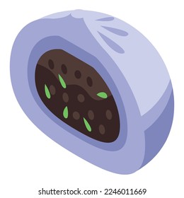 Half baozi icon isometric vector. Chinese food. China bun