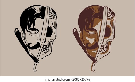 half barber man half skull