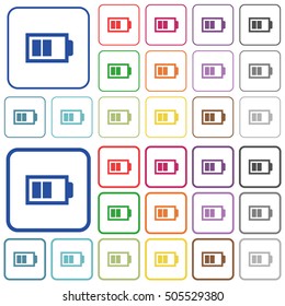 Half battery color icons in flat rounded square frames. Thin and thick versions included.