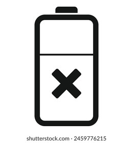 Half battery dont charging icon simple vector. Acid power. Energy status indicator