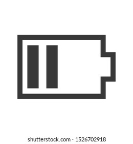 Half battery icon isolated on white background. Power symbol modern, simple, vector, icon for website design, mobile app, ui. Vector Illustration