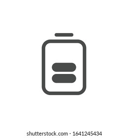 Half battery icon isolated on white background. Power symbol modern, simple, vector, icon for website design, mobile app, ui. Vector Illustration