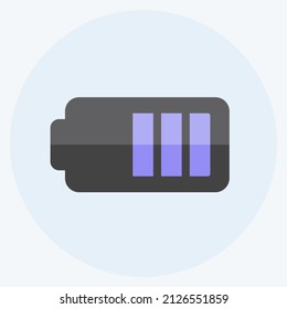 Half Battery Icon in trendy flat style isolated on soft blue background