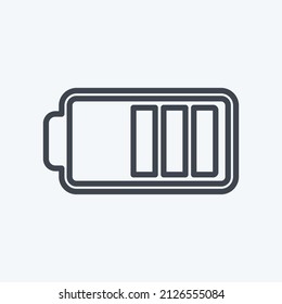 Icono de media batería con estilo de línea de moda aislado en fondo azul suave
