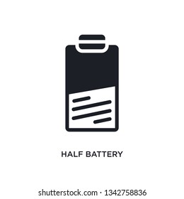 half battery isolated icon. simple element illustration from electronic stuff fill concept icons. 