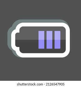 Half Battery Sticker in trendy isolated on black background