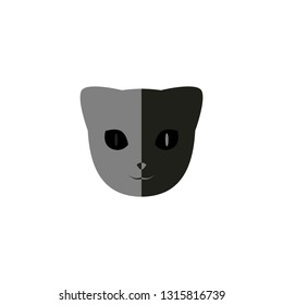 Half black and grey cat's head. Can use for logo, mascot, or icon