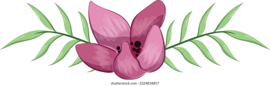 Half Bloom Flower with Long Leaves