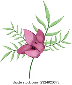 Half Bloom Flower with Long Leaves