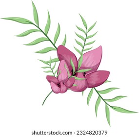 Half Bloom Flower with Long Leaves