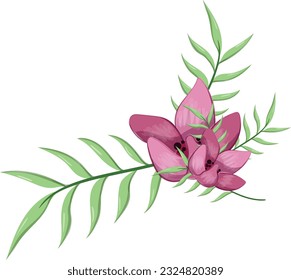 Half Bloom Flower with Long Leaves