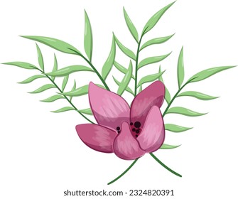 Half Bloom Flower with Long Leaves