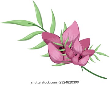 Half Bloom Flower with Long Leaves