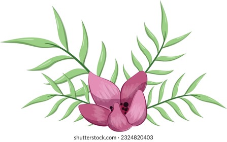 Half Bloom Flower with Long Leaves