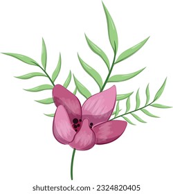 Half Bloom Flower with Long Leaves